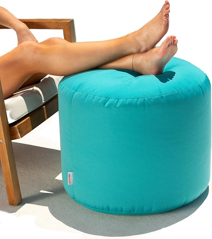 Jaxx Spring Indoor/Outdoor Bean Bag Pouf Ottoman, Light Blue