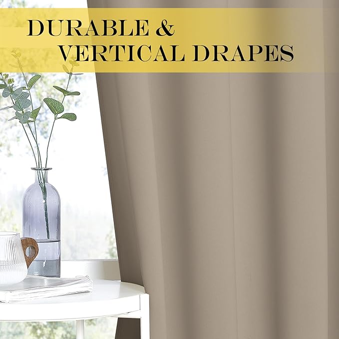 NICETOWN Blackout Patio Curtains 100 x 144 Inches Long for Sliding Door Extral Wide Blackout Curtain Panels Thermal Insulated Room Divider - Grommet Top, 100" W x 144" L, 1 Panel, Taupe