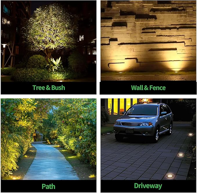 Well Lights Low Voltage, 12V In Ground LED Landscape Lights, IP67 Waterproof Outdoor, Open Top Aluminum ORB for Garden Driveway 6W 580LM 12 Pack