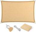 Eden's Decor Straight Flat-Edged Sun Shade Sail Rectangular 9' x 20' Beige UV-Blocking Outdoor Canopy Fabric Cloth Awning for Pergola Patio Garden Backyard Custom Size