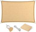 Eden's Decor Straight Flat-Edged Sun Shade Sail Rectangular 12' x 16' Beige UV-Blocking Outdoor Canopy Fabric Cloth Awning for Pergola Patio Garden Backyard Custom Size