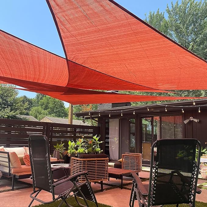LOVE STORY Custom Size 12'x15'x19.2' Terra Red Sun Shade Sail Right Triangle Sunshade Fabric Awning Canopy for Patio Backyard Carport Pergola (Customized)