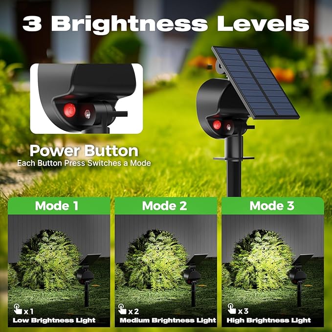 nipify 10 Pack Solar Spot Lights Outdoor Waterproof with 3 Modes, Solar Spotlight Light for Outside Yard Landscape Lighting Pathway Lights Wall,Cool White
