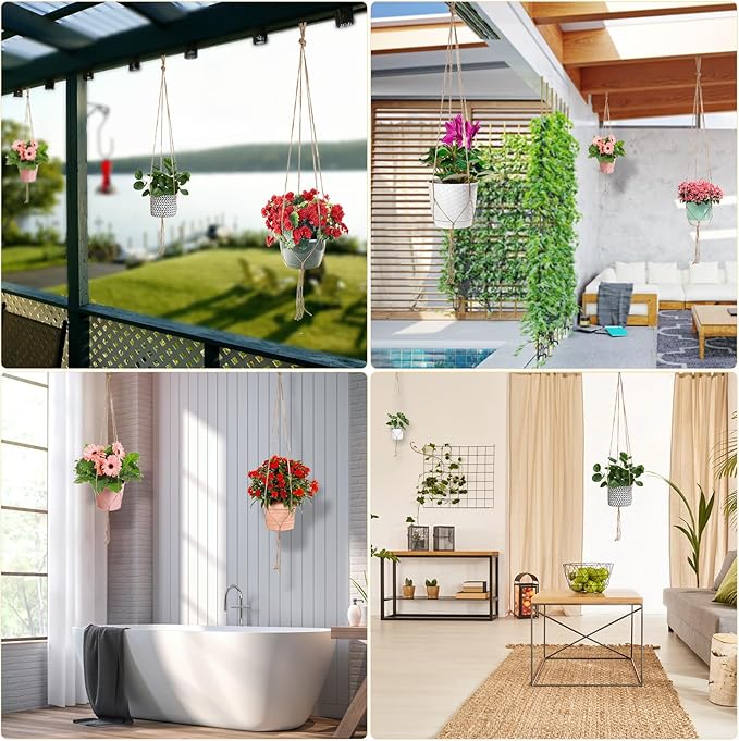 Plant Hanger, 10 Pieces 40'' Macrame Plant Hangers, Hanging Planters for Indoor Plants Pots, Plant Holder Basket Jute Rope Holder for Indoor Outdoor Garden Home Decorations (Natural)