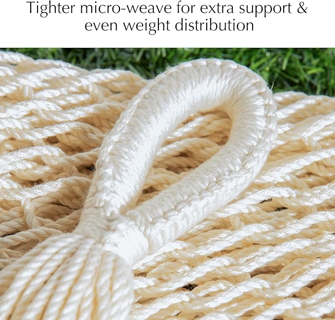 PNAEUT Handwoven Mayan Hammocks, Double Rope Hammock for Outdoor Outside & Indoor, Thick Soft 600 lbs Capacity Heavy-Duty, Includes Tree Straps, Carabiners & Carrying Bag (Nature, X-Large)