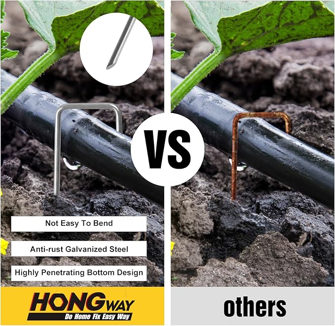 HongWay 28 Pack 6 Inch Landscape Staples, Garden Staples U Shape Tent Stakes Heavy Duty Galvanized 11 Gauge SOD Pins Yard Stakes for Ground Decorations, Landscaping Fabric, Turf, Lawn