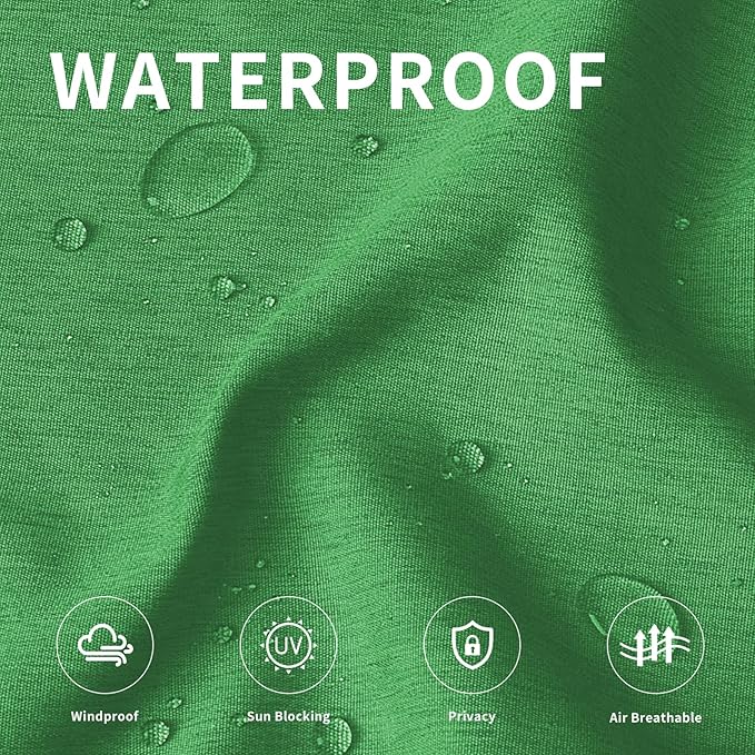 Easy-Going Linen Look Outdoor Curtains Waterproof Windproof Porch Curtains, Soft Thicken Outdoor Privacy Curtains for Patio, Gazebo, Grommet Top and Tab Bottom Drape, 1 Panel, 110x84 inch, Green