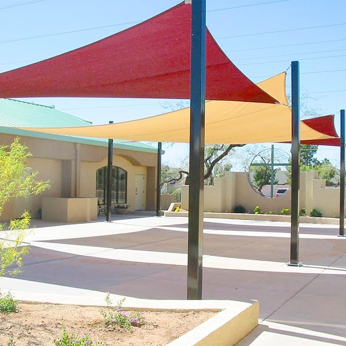 E&K Sunrise 13' x 13' x 13' Sun Shade Sail Triangle Canopy Shade Cover UV Block for Patio Backyard Garden Outdoor (Red)