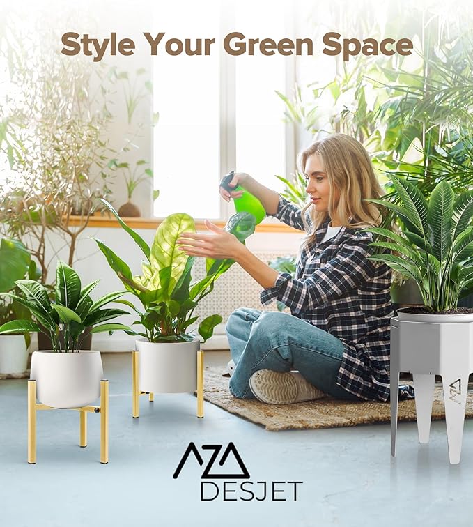 Plant Stand Indoor Adjustable, Metal Modern Indoor Plant Stand, Heavy Duty Plant Stands Outdoor Corner, Stable Plant Holder, Fits 8 to 12 Inches Pots, Gold, 1 Pack, Pot & Plant Not Included