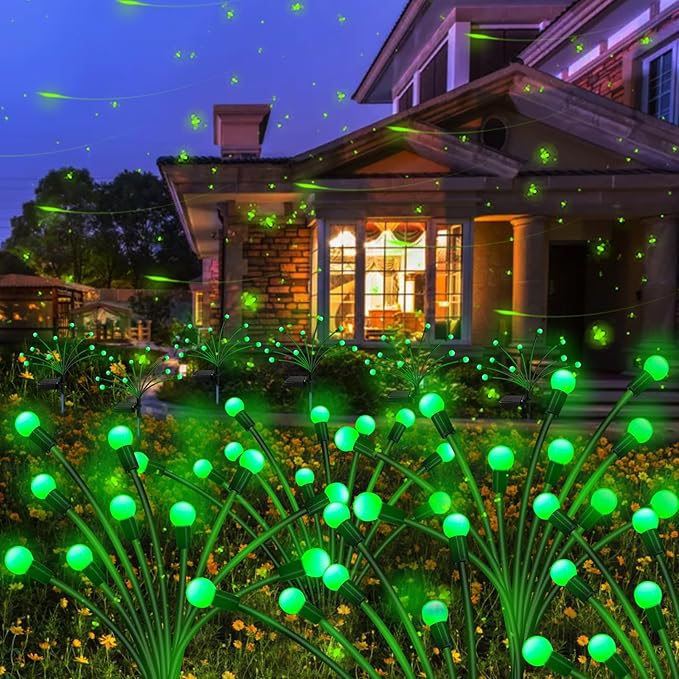 Kohlrabi Solar St Patricks Day Lights Outdoor, 2 Pack 20 LED Solar Green Firefly Lights, Waterproof Wind Swaying Light for St. Patrick's Day Irish Day Outside Yard Patio Decoration