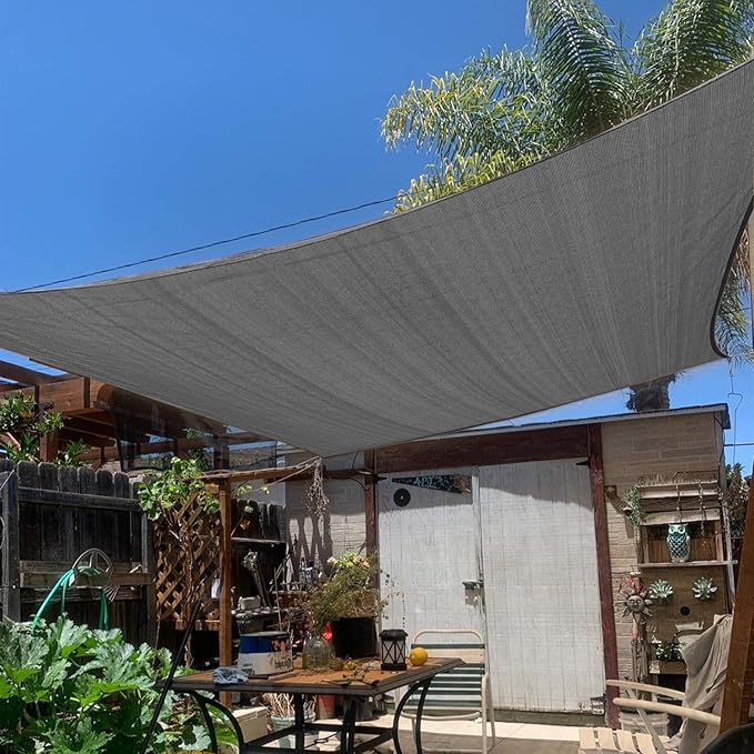 KANAGAWA Sun Shade Sail 16'x16' Dark Gray Rectangle UV Block Canopy Cover for Patio Backyard Lawn Garden Outdoor Activities