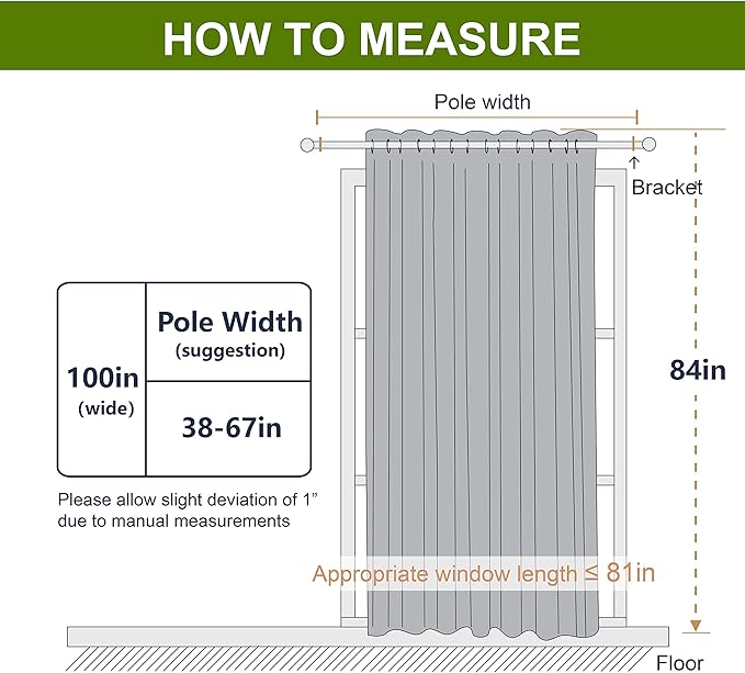 NICETOWN Grey Blackout Patio Sliding Door Curtains 84 inch Length, Grommet Room Divider Thermal Insulated Curtain Drapes for French Door/Living Room (Gray, W100 x L84, 1 Panel)