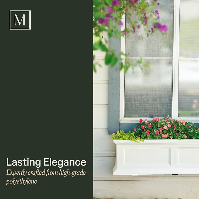 Mayne Fairfield 5-Foot Window Box – Self-Watering, Weather-Resistant Planter for Flowers – Durable Design for Outdoor Use, Perfect for Windows