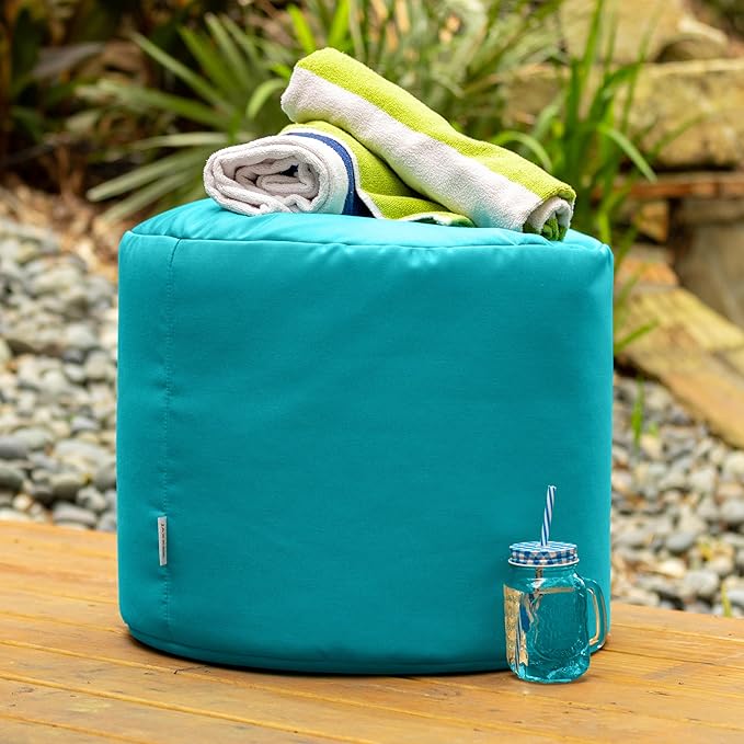 Jaxx Spring Indoor/Outdoor Bean Bag Pouf Ottoman, Light Blue