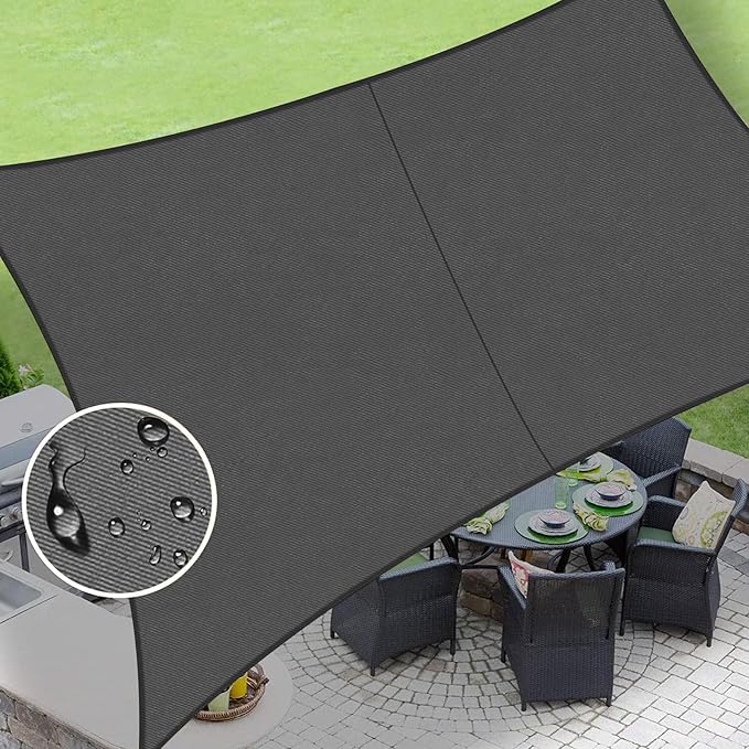 LOVE STORY Rectangle 10'x16' Waterproof Sun Shade Sail Canopy UV Block for Outdoor Patio Backyard Carport,Dark Grey(We Make Custom Size)