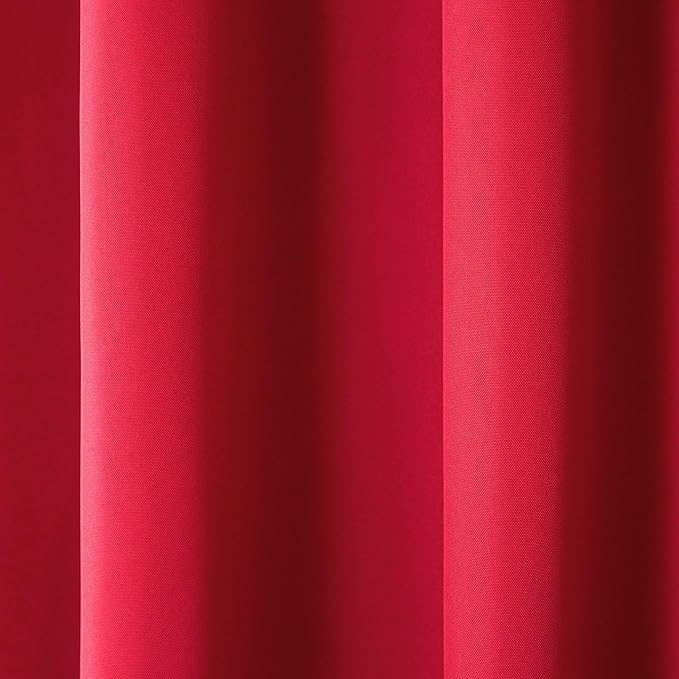 TOWN & COUNTRY BASICS Cabana Solid Heavyweight Indoor Outdoor Curtains, Light Filtering Opacity with Grommet Top, Water Repellent, 2-Pack Set, 54"x96", Radiant Red
