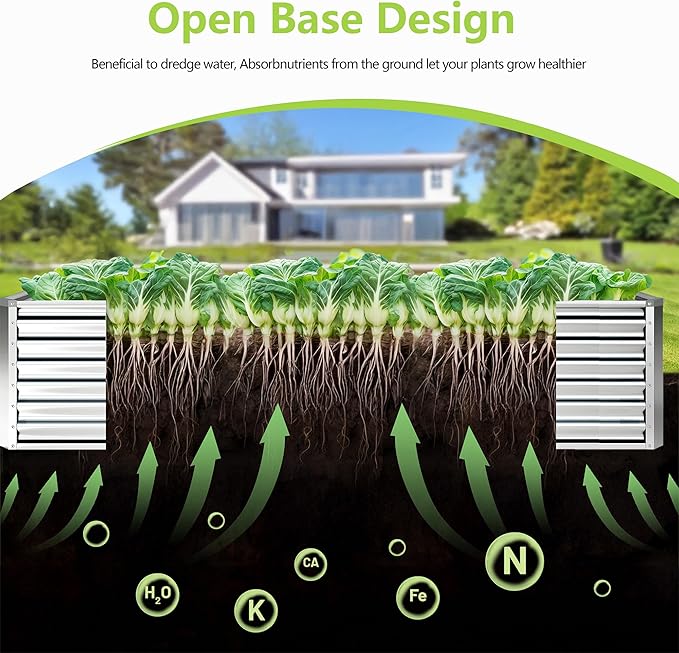 6x3x2FT Galvanized Raised Garden Bed,Galvanized Planter Boxes Outdoor, Large Metal Raised Garden Beds for Vegetables-Silver