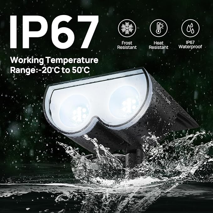Solar Lights Outdoor Waterproof, Consciot 16 LEDs IP67 Spot Lights Outdoor, Auto On/Off Solar Landscape Spotlights, 2-in-1 Adjustable Wall Lights for Garden Yard Pathway, Cool White 4 Pack