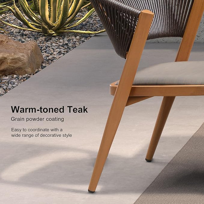 PURPLE LEAF 11-Piece Patio Dining Set Outdoor Furniture Rectangular Table and Chairs Set with Aluminum Frame and Teak-Finish for Garden Deck Backyard Kitchen Deep Teak Outdoor Set