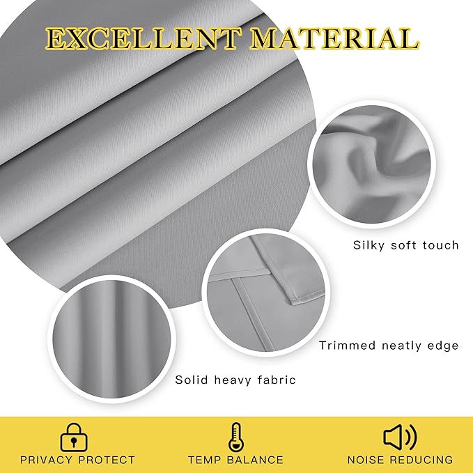 NICETOWN Blackout Curtains for Sliding Glass Door Room Divider Noise Reduce Curtain Panel Portable Window Screen Sliding Partition, W100 x L102 inches, 1 Panel, Silver Grey