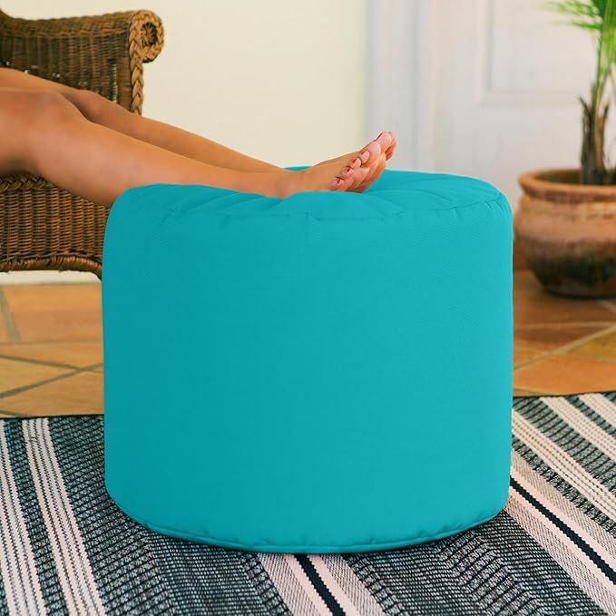 Jaxx Spring Indoor/Outdoor Bean Bag Pouf Ottoman, Light Blue