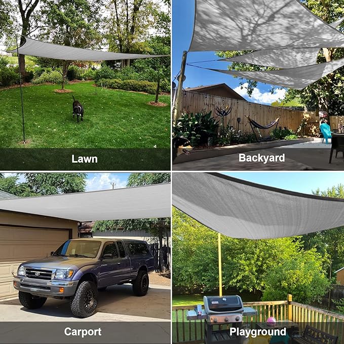 SUNLAX Sun Shade Sail 12' x 12' x 12' Silver Grey Triangle Canopy Sail Shade Cover UV Block Permeable Sunshade Outdoor for Patio Backyard (We Make Custom Size)