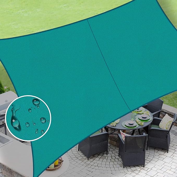 LOVE STORY Rectangle 6'x6' Waterproof Sun Shade Sail Canopy UV Block for Outdoor Patio Backyard Carport,Turquoise Blue(We Make Custom Size)