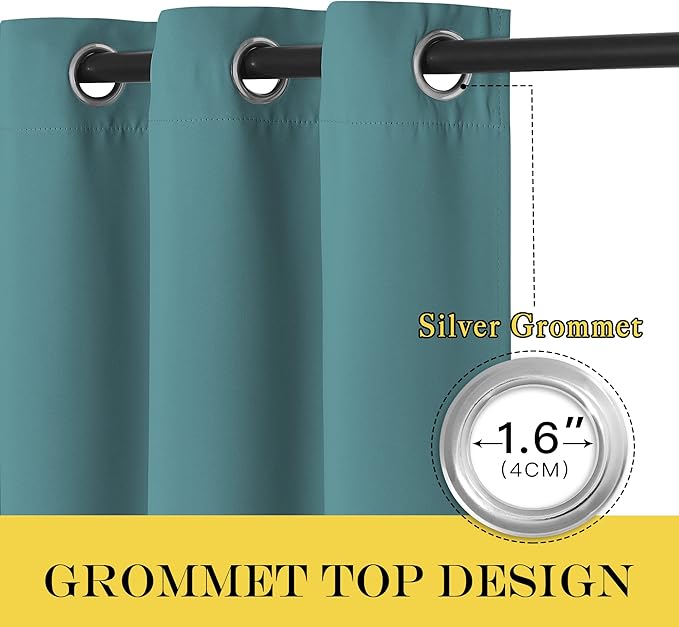 NICETOWN Blackout Sliding Glass Door Curtains, Room Darkening Thermal Insulated Curtains for Living Room Bedroom, Extra Wide Window Drapes, 1 Panel, W80 x L118, Sea Teal