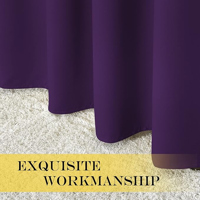 NICETOWN Royal Purple Blackout Curtains for Bedroom 95 Inch Length - Thermal Insulated Room Darkening Privacy Grommet Window Drapes for Boys Room, Set of 1 Panel, 80 x 95 Inch