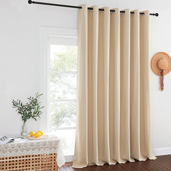NICETOWN Sliding Door Curtain for Living Room, Grommet Blackout Patio Door Curtain Privacy Thermal Insulated Window Treatment for French, Biscotti Beige, W100 x L144, 1 Panel