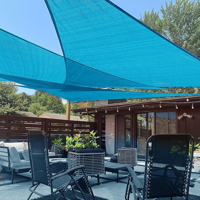 LOVE STORY Custom Size 12'x18'x21.6' Turquoise Blue Sun Shade Sail Right Triangle Sunshade Fabric Awning Canopy for Patio Backyard Carport Pergola (Customized)