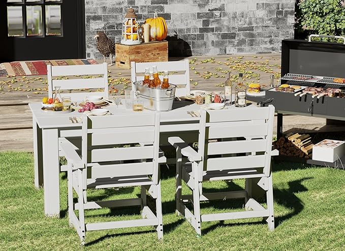GREENVINES Outdoor Dining Chairs Set of 2 | HDPE | Patio Chair | All-Weather | White