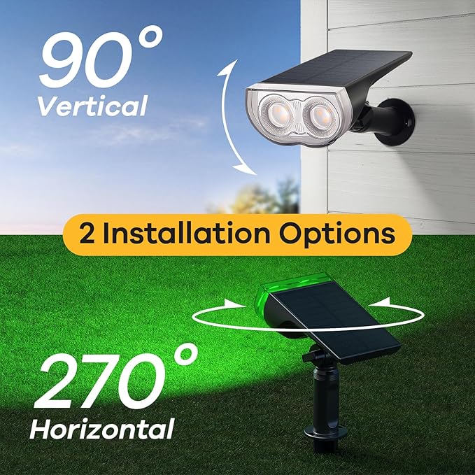 Consciot Solar Color Changing Outdoor Spotlights, 7 Lighting Modes Outside Solar Lights Waterproof IP67, Multicolor Christmas Decorations Landscape Lights for Pathway Patio Fence, Auto On/Off, 2 Pack