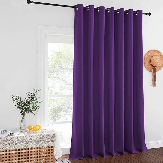 NICETOWN Patio Door Curtain Sound Blocking, Bedroom Privacy Room Divider Curtain, Thermal Insulated Blackout Closet Sliding Door Shade (1 Panel, 100" Wide x 120" Long, Royal Purple)