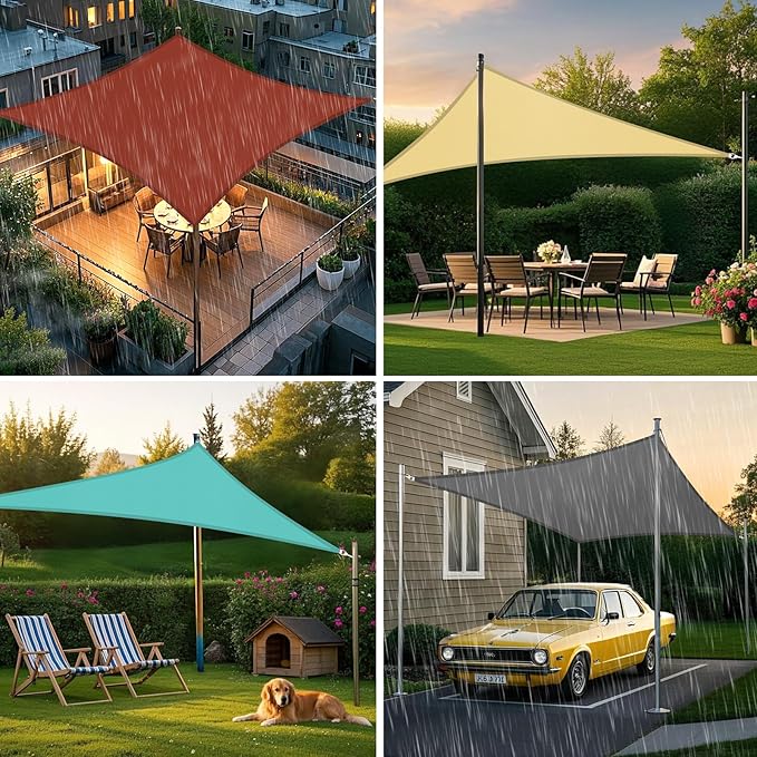 Artpuch Waterproof Sun Shade Sail, 10'x13' Turquoise Rectangular, UV Resistant Rain Canopy, Curved Edges Shade Cloth for Outdoor Patio, Deck, Yard