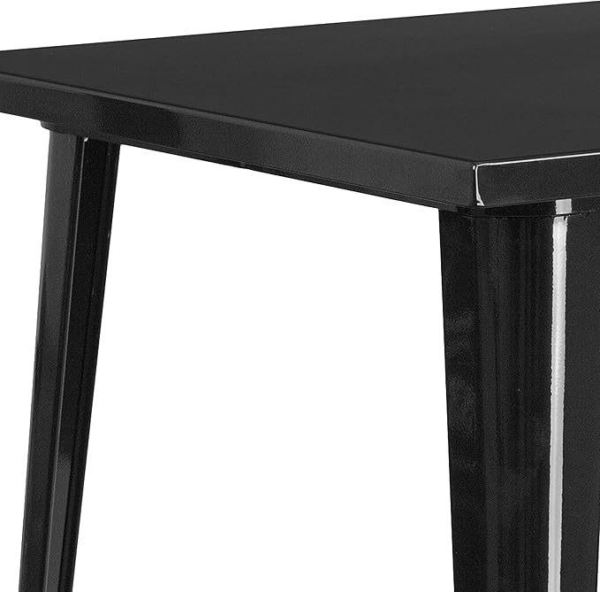 EMMA + OLIVER Commercial Grade 31.5" Square Black Metal Indoor-Outdoor Bar Height Table