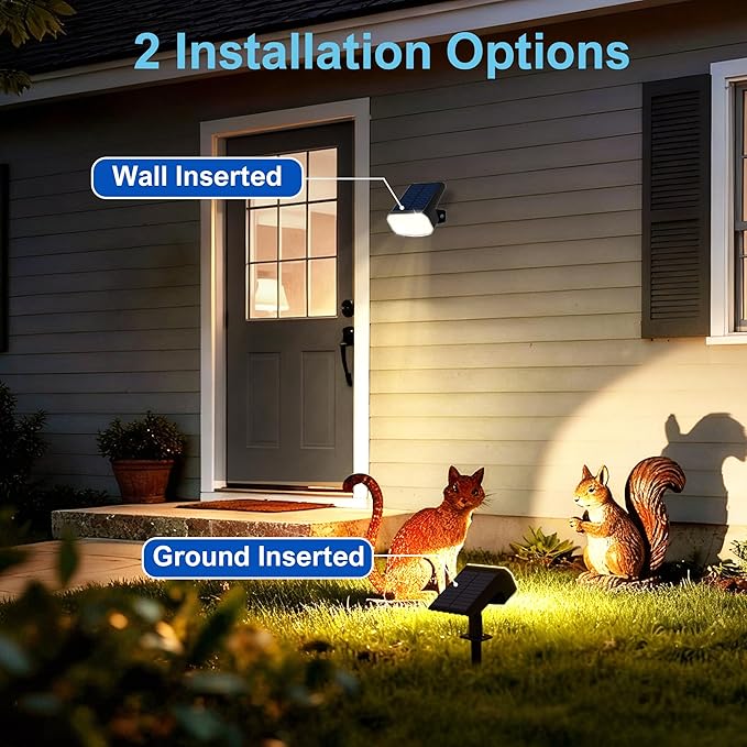 Solar Lights Outdoor Waterproof IP65, Super Bright LED with Lens, 3000K 2 Lighting Modes, Solar Powered Yard Garden Solar Spot Lights for Outside Landscape Auto On/Off -8 Pack