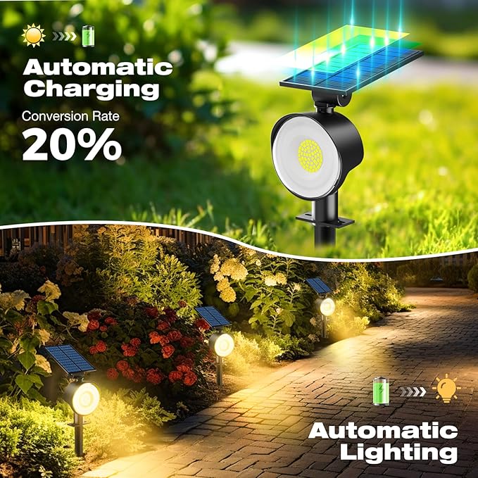 nipify 12 Pack Solar Spot Lights Outdoor Waterproof with 3 Modes, Solar Spotlight Light for Outside Yard Landscape Lighting Pathway Lights Wall,Warm White