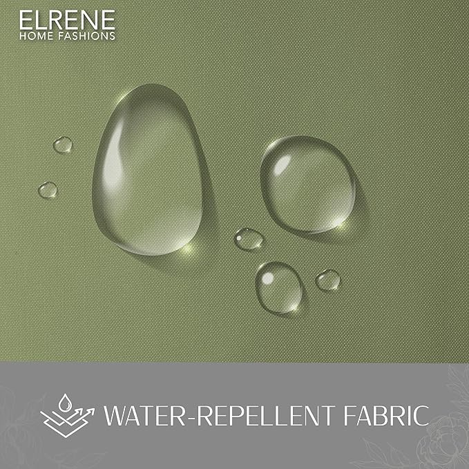 Elrene Home Fashions Matine Weatherproof Tab-Top Indoor/Outdoor Solid Color Curtain Panel for Porch, Pergola, Patio, Deck, 52”W x 95”L, Green