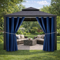 DIVA EN CAMINO DEC Outdoor Patio Curtain Waterproof Darkening Thermal Insulated Indoor Curtains for Bedroom, Porch, Living Room, Pergola, Cabana, W52 x L63, Navy, Set of 2 Panels