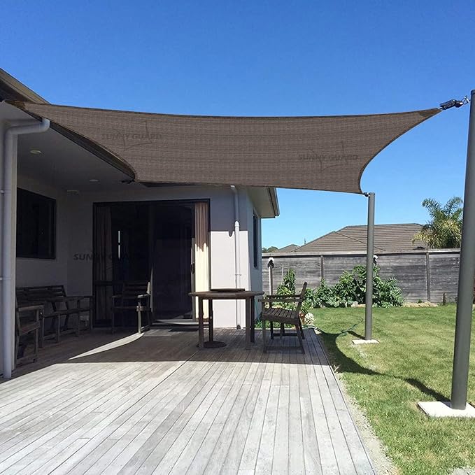 SUNNY GUARD Custom Size 13'x14' Rectangle Brown UV Block Sunshade for Backyard Yard Deck Patio Garden Outdoor Activities and Facility(Customized)