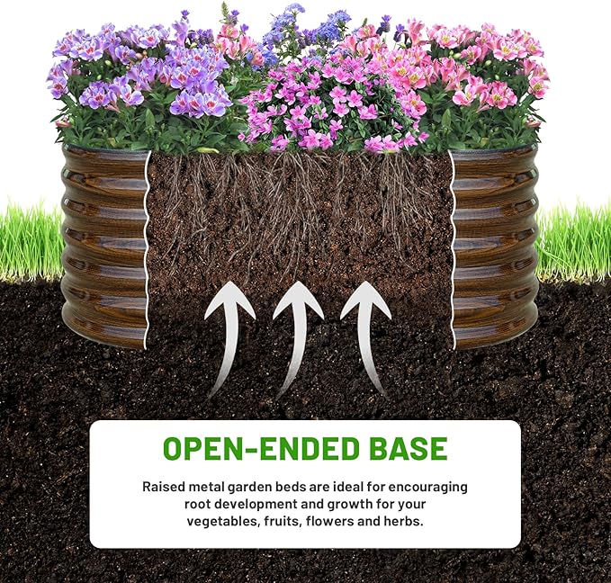 SnugNiture Galvanized Steel Raised Garden Bed Kit, 2 Pcs 4x2x2 ft Large Metal Planter Box Outdoor for Gardening Vegetables, Flowers and Fruits