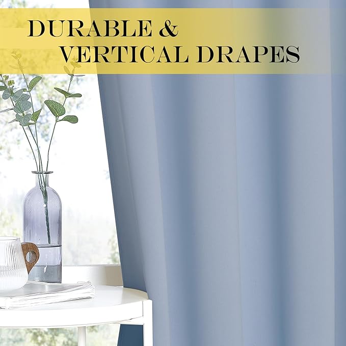 NICETOWN Bedroom Curtain Room Darkening Drapery 102 inches Length - Home Fashion Thermal Insulated Grommet Room Darkening Curtain for Living Room (Vintage Blue, 1 Panel, 52 x 102 inches)
