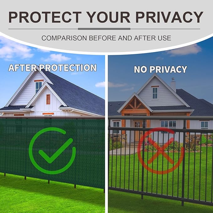 LOVE STORY Custom Size 3'x9' Dark Green Balcony Privacy Screen,UV Block Privacy Fence Screen,90% Shield for Outdoor Pool Garden Apartment Railing