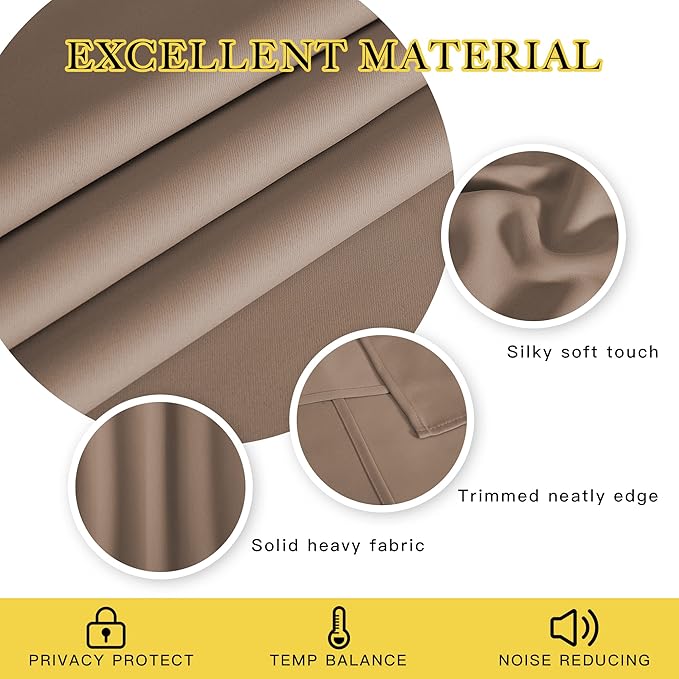 NICETOWN Patio Blackout Curtain Panels - Extra Wide Sliding Door Thermal Insulated Drape, Privacy Room Divider Curtain for Bedroom Office (Cappuccino, 66 x 118 Inch Long)