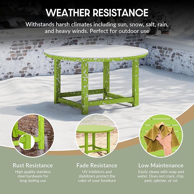 WestinTrends Malibu Low Outdoor HDPE Round Patio Coffee Table, Lime