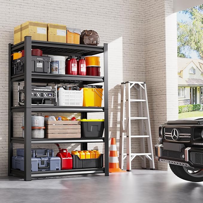 Set 2 Garage Shelving-3000 lbs 5 Tier Storage Shelves,Adjustable Heavy Duty Metal Shelving Unit and Storage Large Wire Rack,Utility Steel Shelf for Warehouse Industrial Pantry Basement -78"x46"x20"
