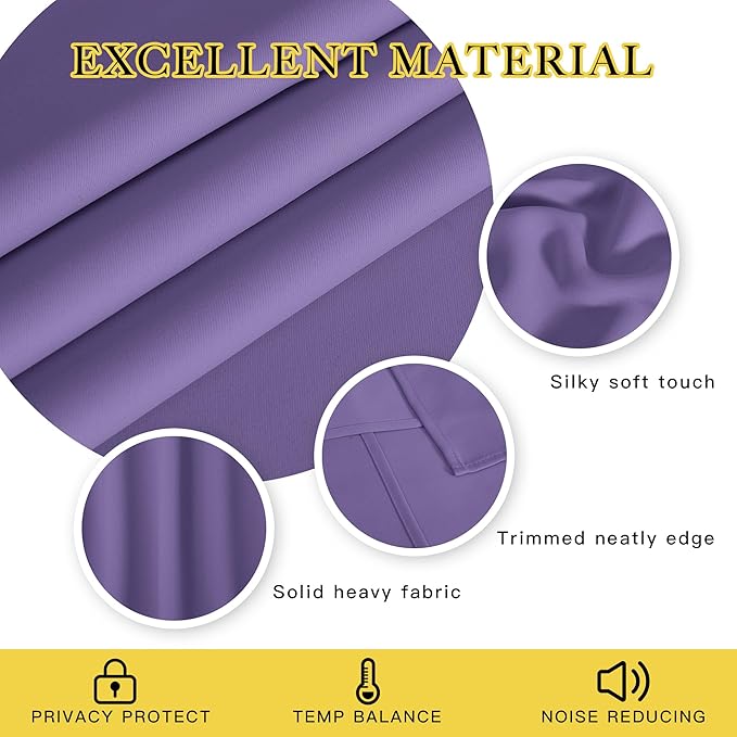 NICETOWN Blackout Curtains 84 Inch Length, Thermal Insulated Curtains for Bedroom Grommet Energy Saving Room Darkening Drapes for Living Room Window, 1 Panel, Lilac Purple, 66" W x 102" L