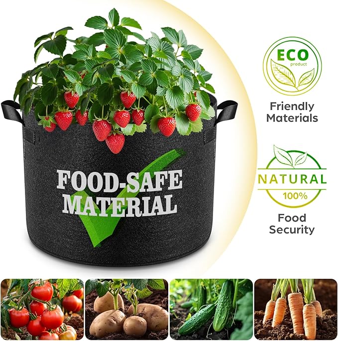 10 Pack 1 Gallon Grow Bags, Thickened Nonwoven Fabric Planter Pots with Handles, Heavy Duty 300G Garden Pots for Tomato, Potato and Vegetable