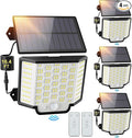 Solar Lights Outdoor Waterproof, 186 Bright LEDs Dusk to Dawn Motion Security Flood Lights with Remote for Outside, Garage,Yard,Patio, 4 Pack